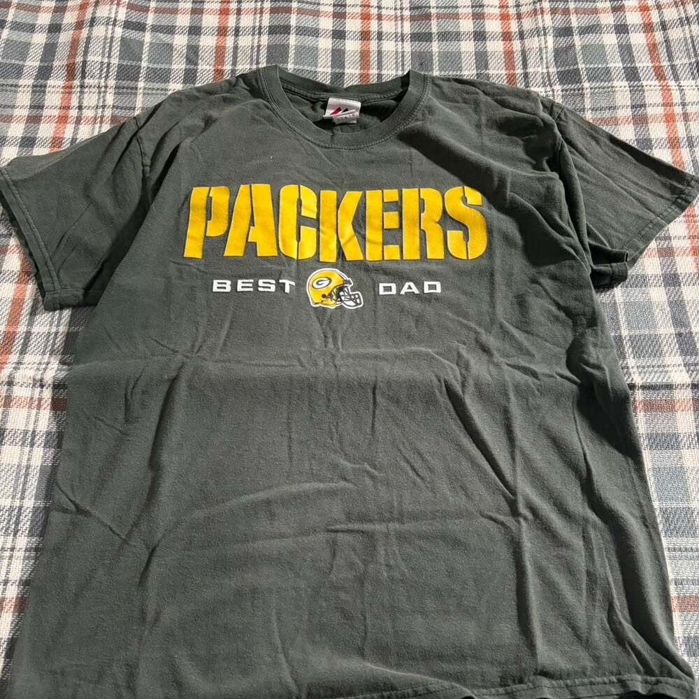 Vintage Majestic Green Bay Packers Best Dad T-Shirt, Men's Large, NFL Green